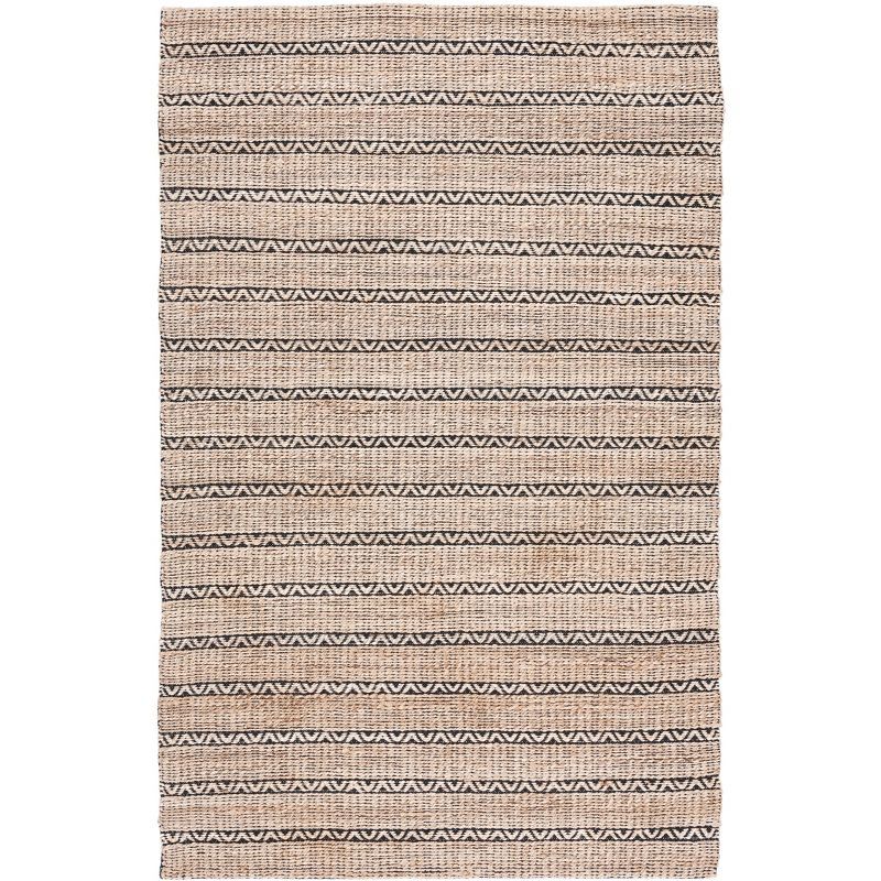 Handmade Black and Natural Cotton Flat Woven 4' x 6' Rug