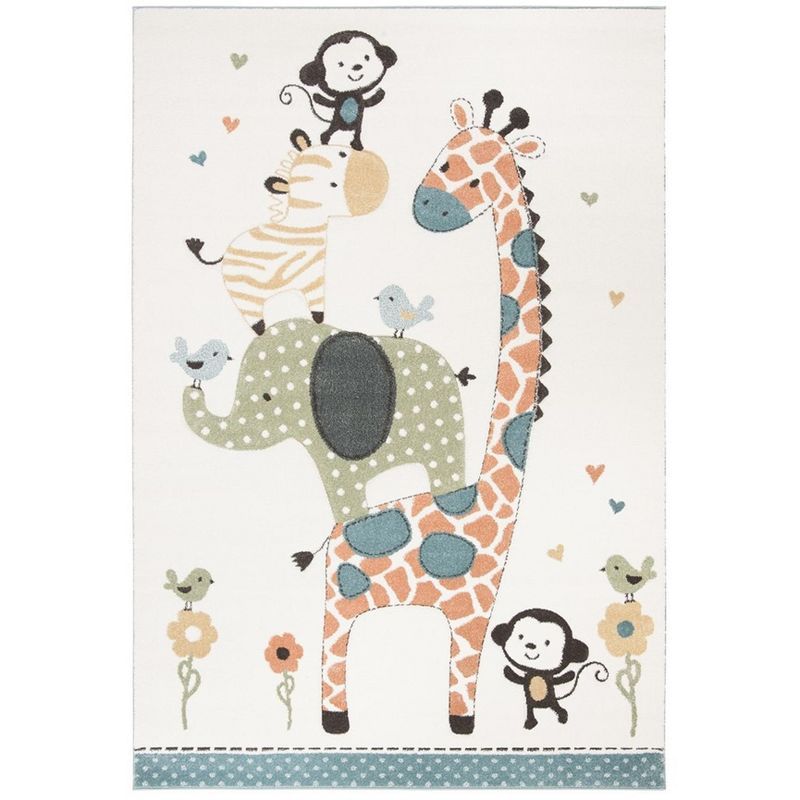 Ivory Whimsy 2x3 Feet Synthetic Kid-Friendly Easy-Care Rug