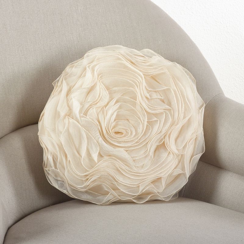 Champagne Rose Design Polyester Throw Pillow Set