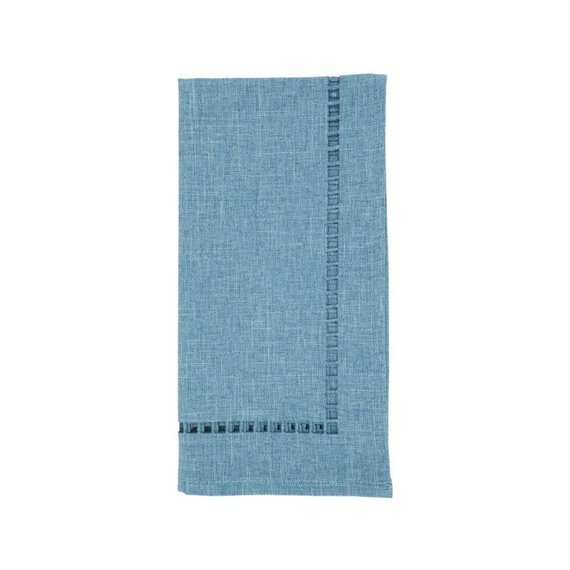 Denim Blue Laser-Cut Hemstitch 20" Square Napkin Set