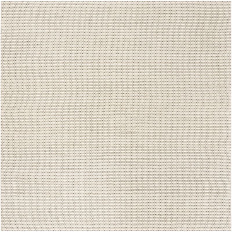 Ivory and Silver Handwoven Wool Square Area Rug