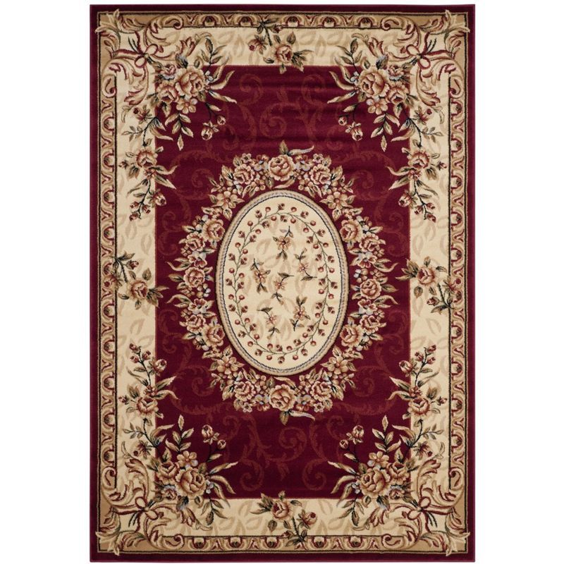 Red and Ivory Floral 12' x 15' Synthetic Area Rug