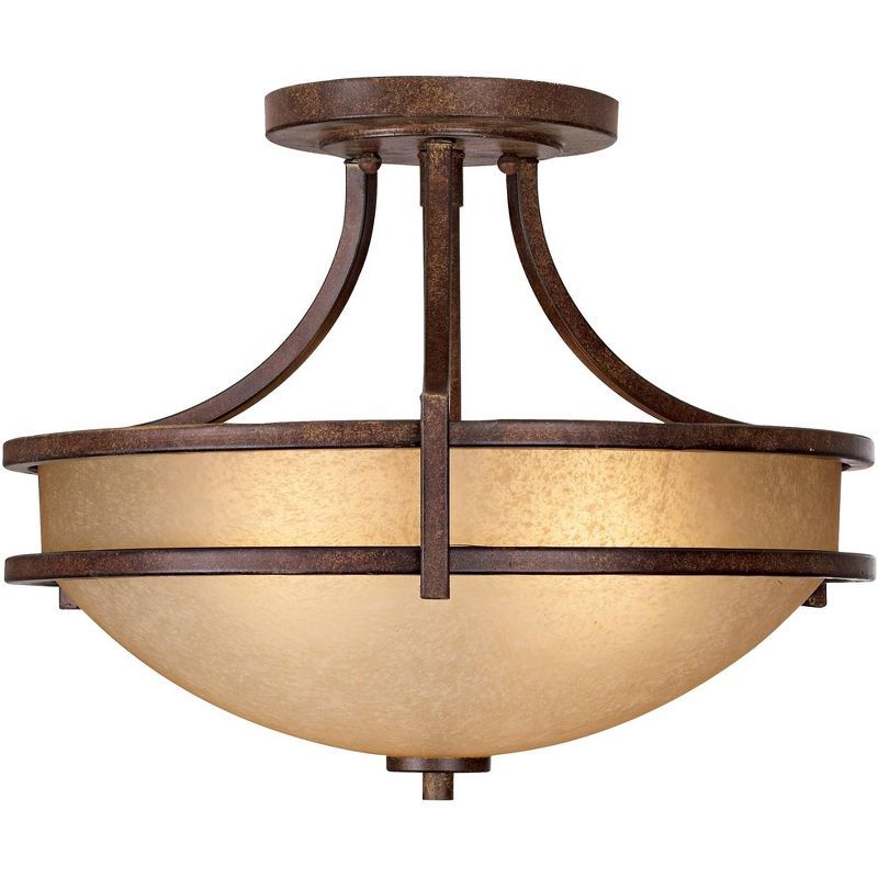 Rustic Bronze and Glass Farmhouse Ceiling Light