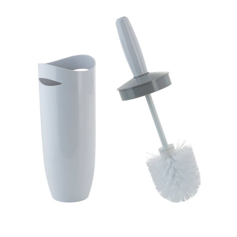 White Plastic Contour Toilet Brush and Holder