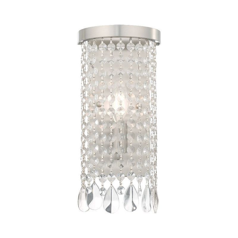 Brushed Nickel Crystal Shade 1-Light Wall Sconce