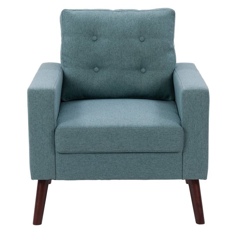 Elwood Modern Green Twill Tufted Accent Chair with Wood Legs