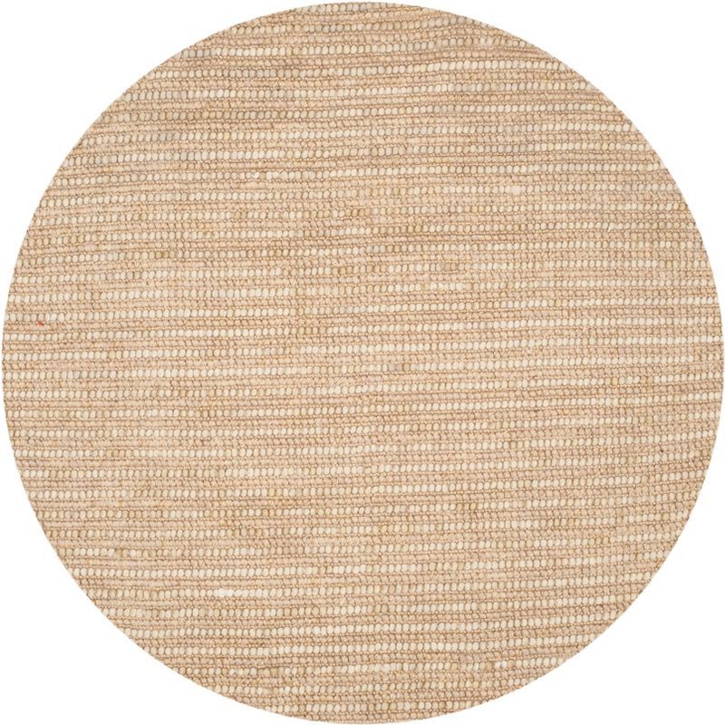 Beige and Multicolor Round Hand-Knotted Wool Area Rug