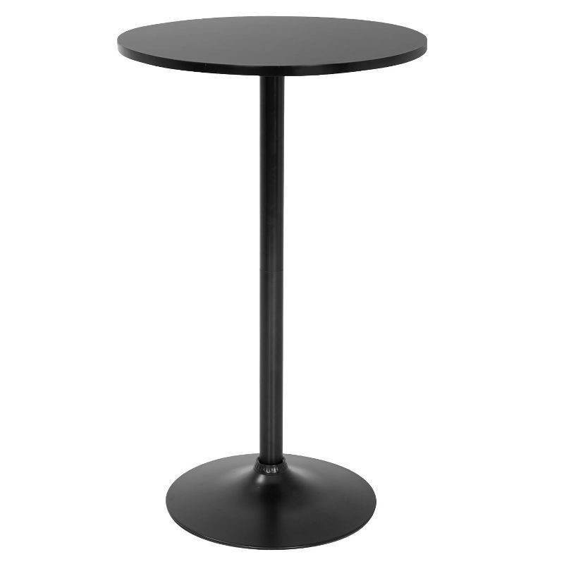 Black Round Wood and Metal Counter Height Bar Table