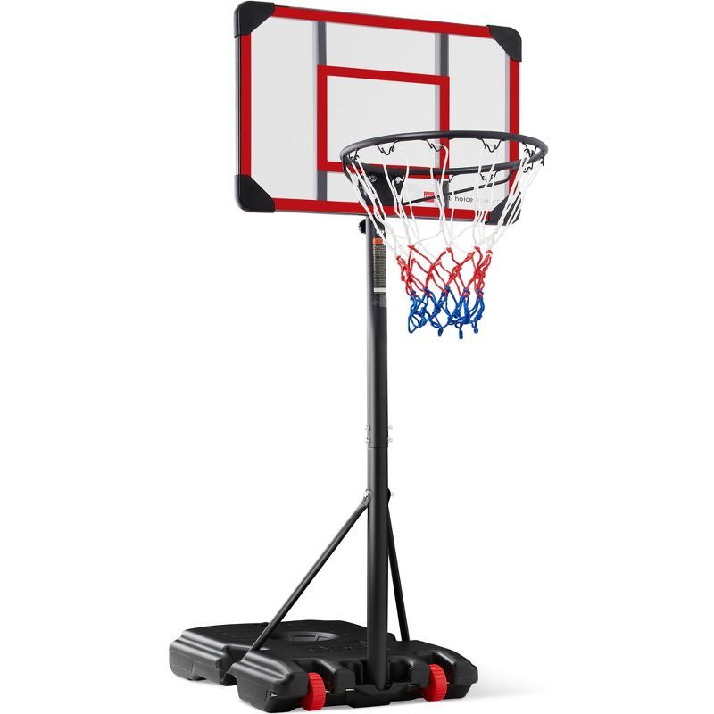 Adjustable Kids Portable Basketball Hoop with Clear Backboard and Wheels