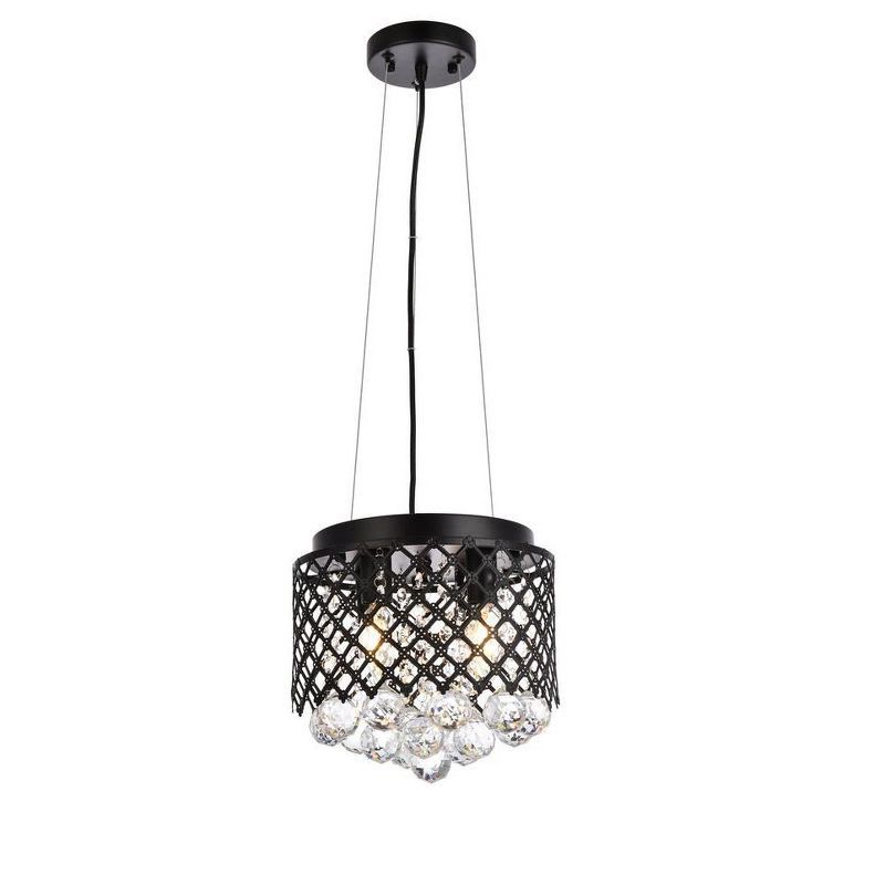 Elegant Tully Crystal Incandescent Black Drum Pendant
