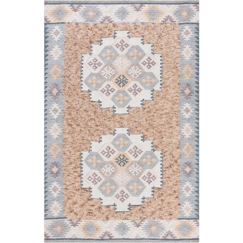 Ivory and Taupe Hand Loomed Wool Area Rug