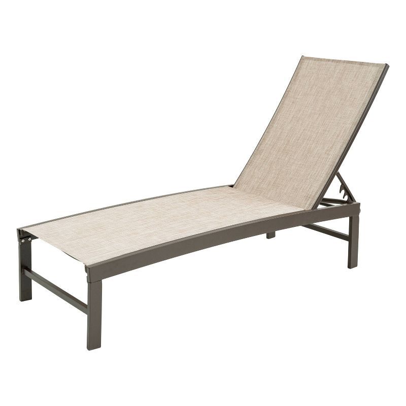 Adjustable Beige Aluminum Outdoor Chaise Lounge