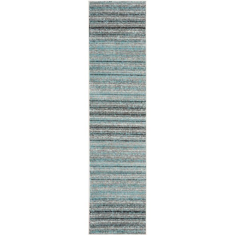 Reversible Medallion Blue Synthetic 24x12 Rectangular Rug