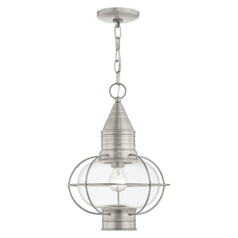 Brushed Nickel Globe Pendant Light with Clear Glass Shade