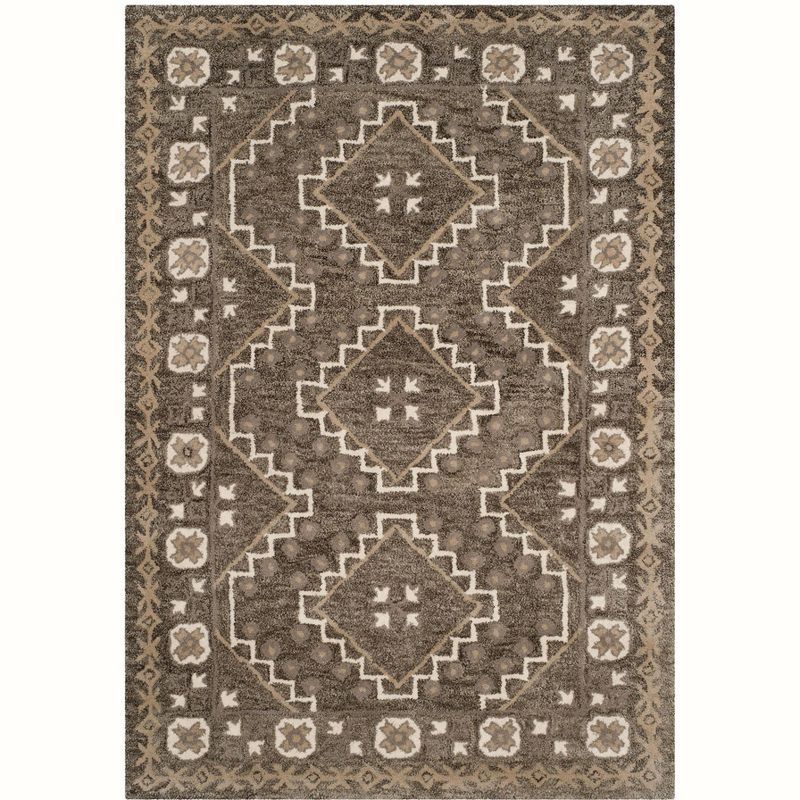 Bella 4' x 6' Brown and Taupe Hand-Tufted Wool Area Rug