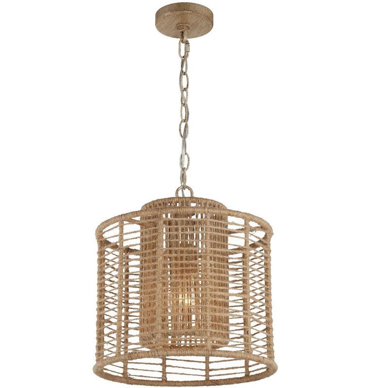 Jayna Burnished Silver and Crystal 1-Light LED Drum Pendant
