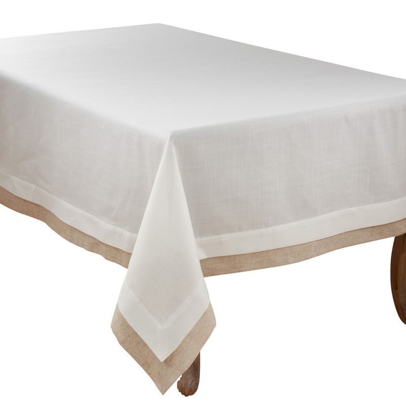 Ivory and Natural Double Layer Rectangular Tablecloth