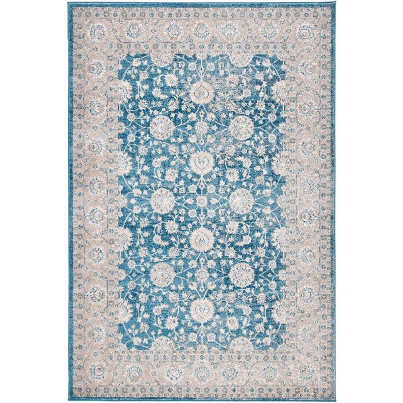 Safavieh Blue and Beige Synthetic Traditional Area Rug, 4' x 5'7"