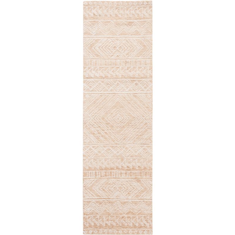 Gold and Ivory Hand-Tufted Wool Runner Rug