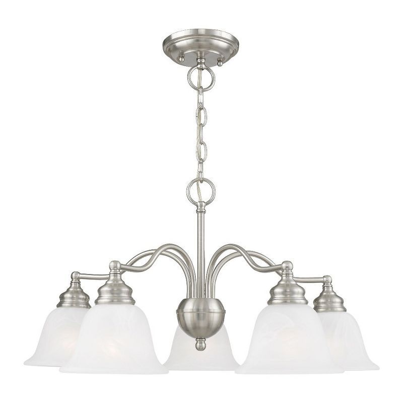 Essex Traditional 5-Light Chandelier in Brushed Nickel with Alabaster Glass