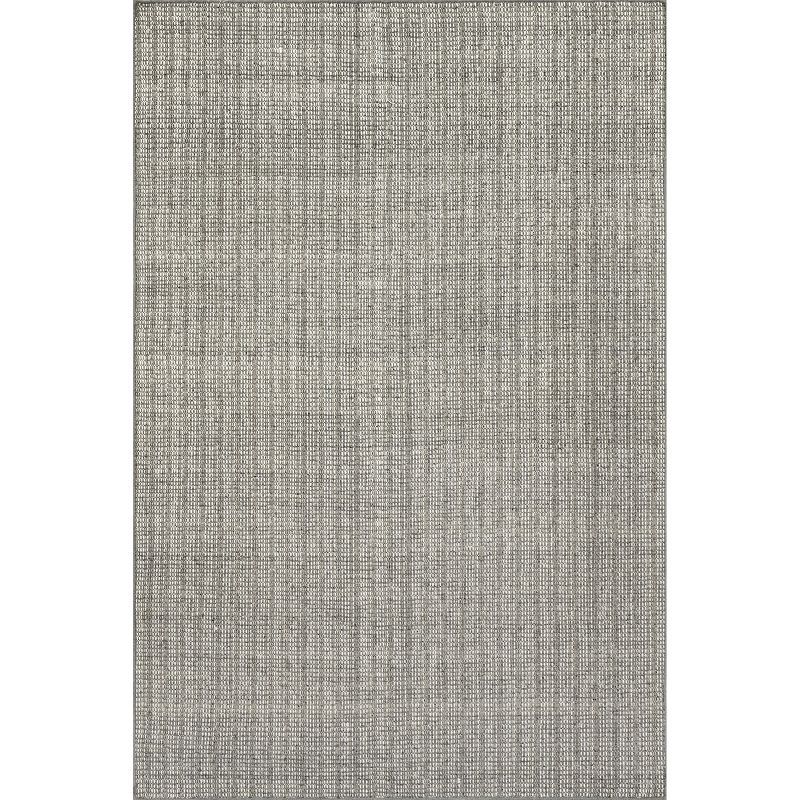 Handmade Dark Gray Striped Wool Rectangular Rug 4' x 6'