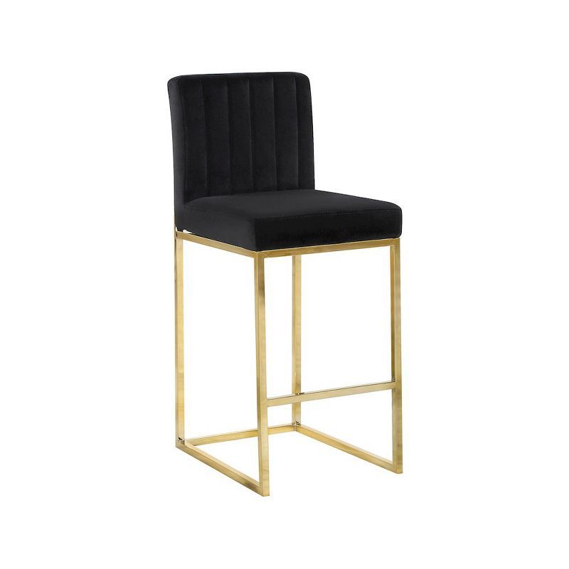 Luxurious 26" Black Velvet Counter Stool with Gold Metal Frame