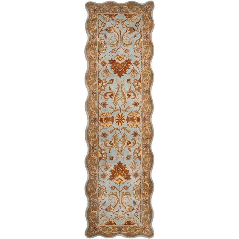 Heritage Blue and Beige Hand-Tufted Wool Runner Rug