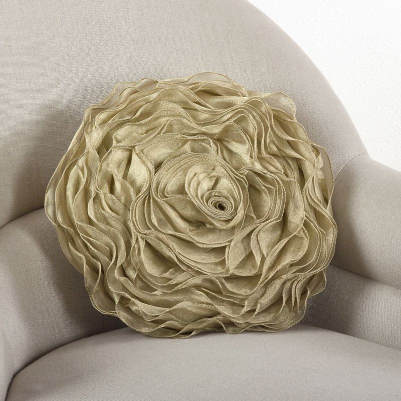 Sage Rose Design Round Throw Pillow