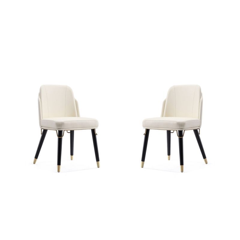 Estelle Cream and Black Faux Leather Upholstered Side Chair