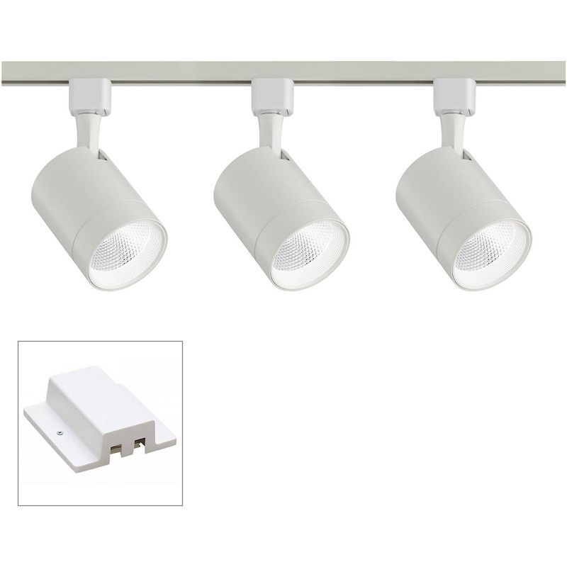 White Adjustable 3-Head LED Ceiling Track Light Kit