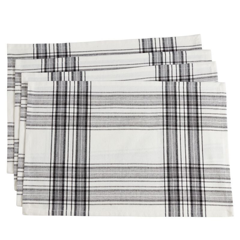 Black and White Plaid Cotton Table Placemats Set of 4