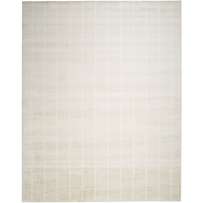 Ivory Geometric 5' x 7' Synthetic Easy Care Rug