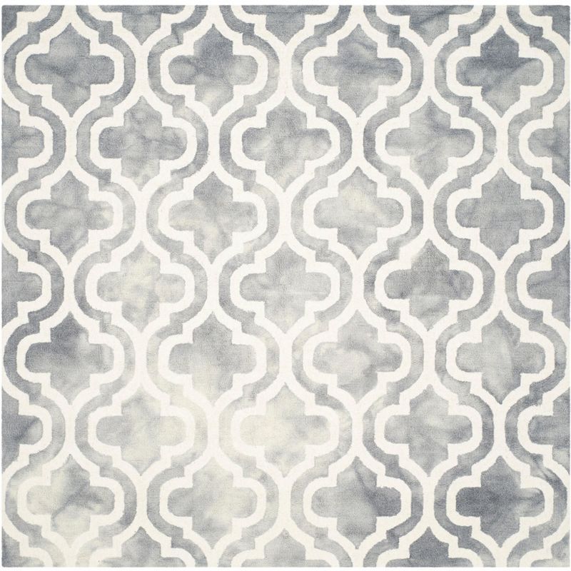 Grey and Ivory Hand-Tufted Wool Square Area Rug