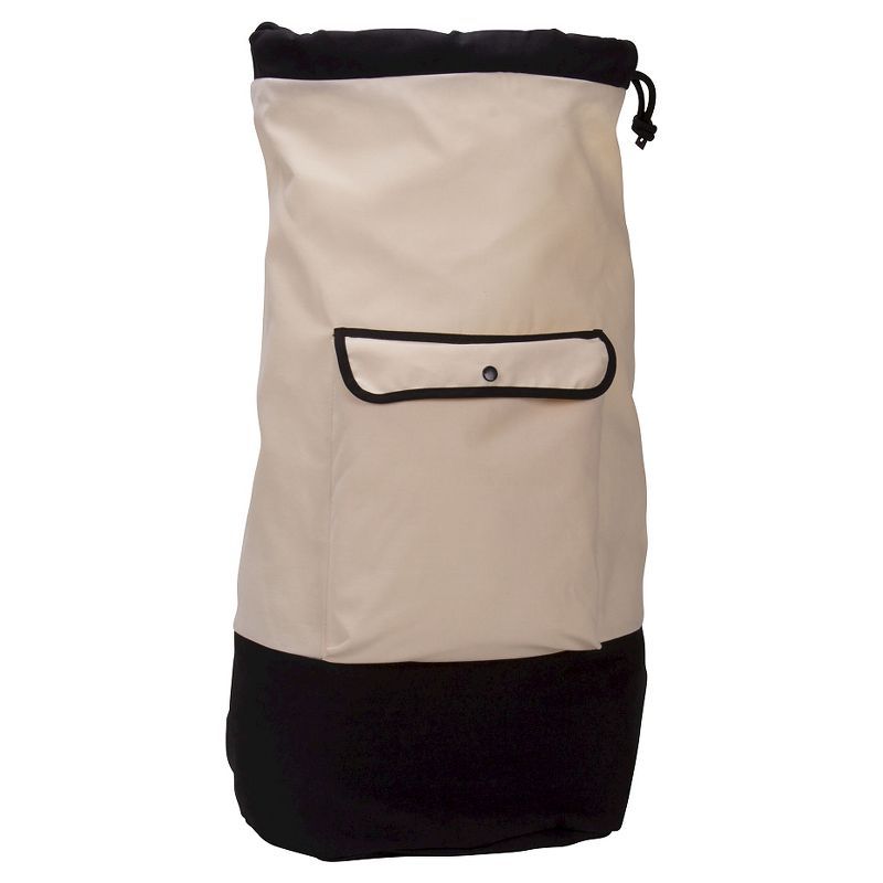 Cream and Black Canvas Backpack Duffel Laundry Bag