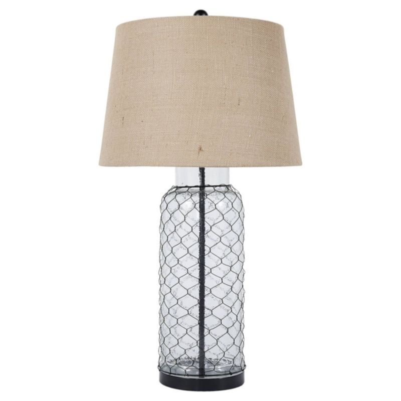 Sharmayne 30.75" Beige and Black Glass Table Lamp