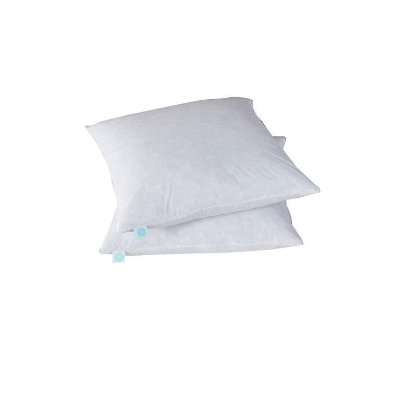 Euro 26x26 White Cotton Feather Firm Pillow Set