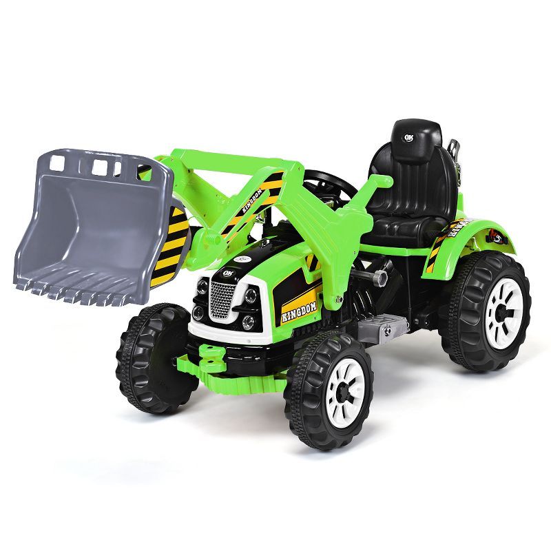 Green 12V Battery Powered Kids Ride-On Excavator Truck