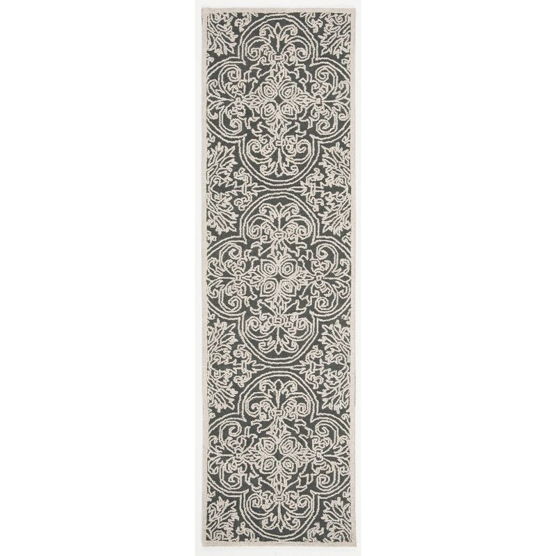 Elegant Trace Hand-Tufted Wool Runner Rug in Dark Grey & Light Grey