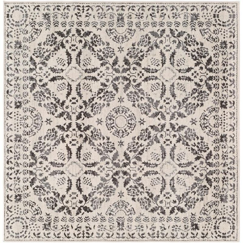 Simon 5'3" Square Gray and Taupe Wool Area Rug