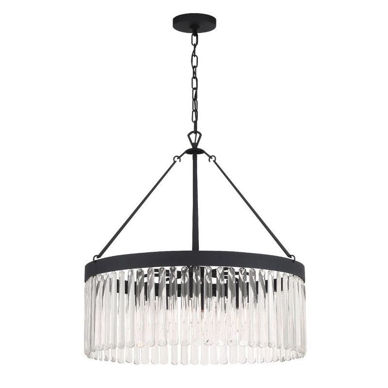 Emory 8-Light Black Forged Chandelier with Crystal Prisms