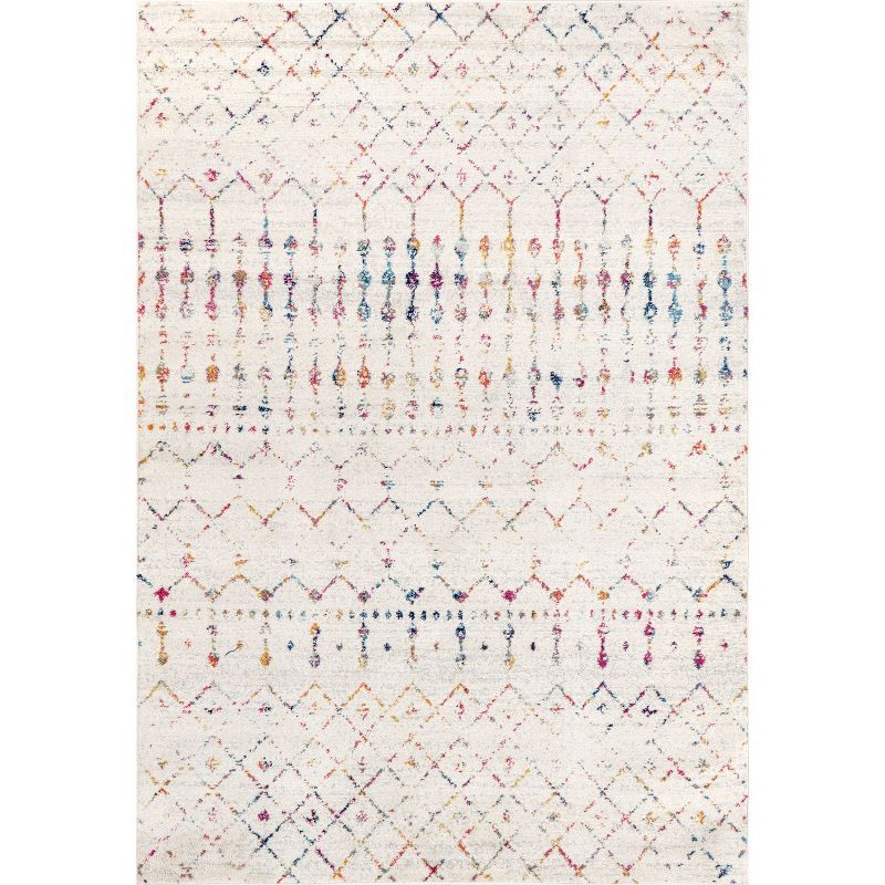 6' Square Light Multi Geometric Synthetic Area Rug