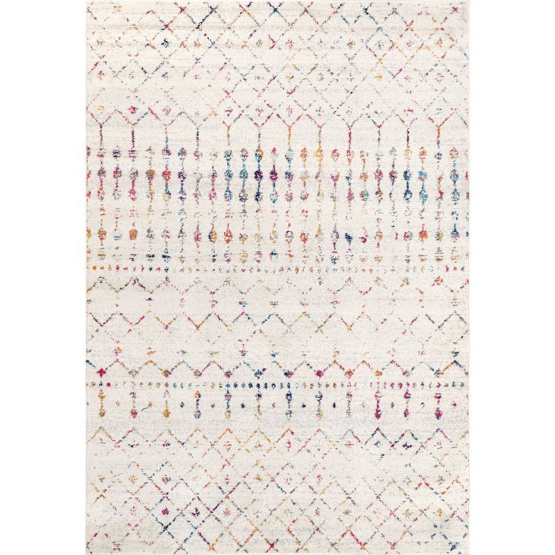 Elevated Trellis 4' Square Light Multi Synthetic Accent Rug