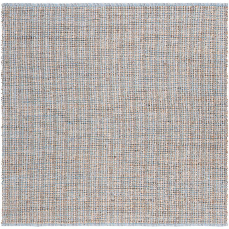 Handwoven Cape Cod Chic 6' Square Gray Cotton Area Rug