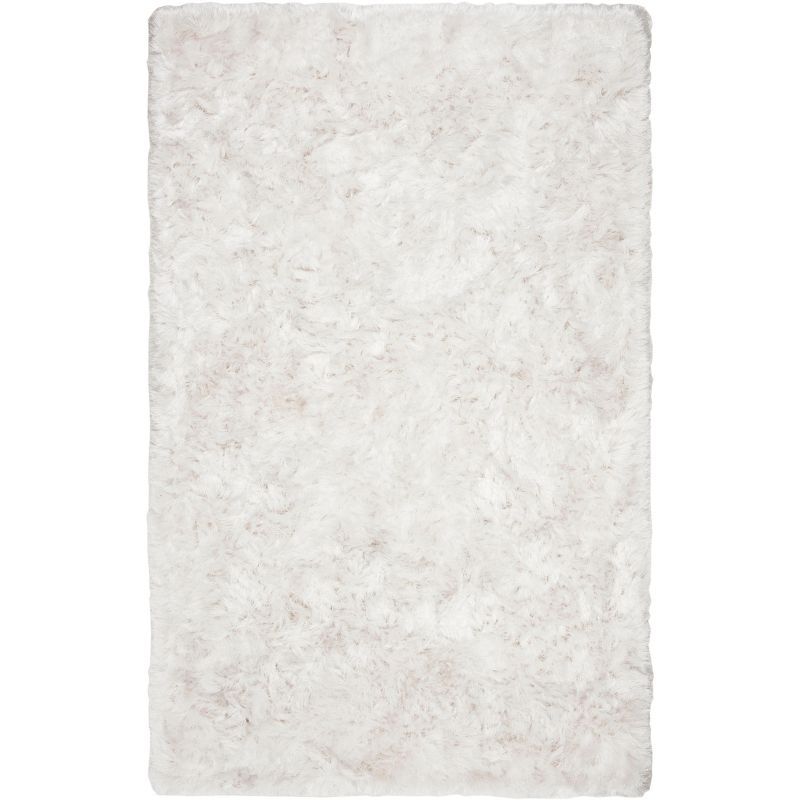 Ivory Hand-Tufted Shag Rectangular 5' x 8' Area Rug