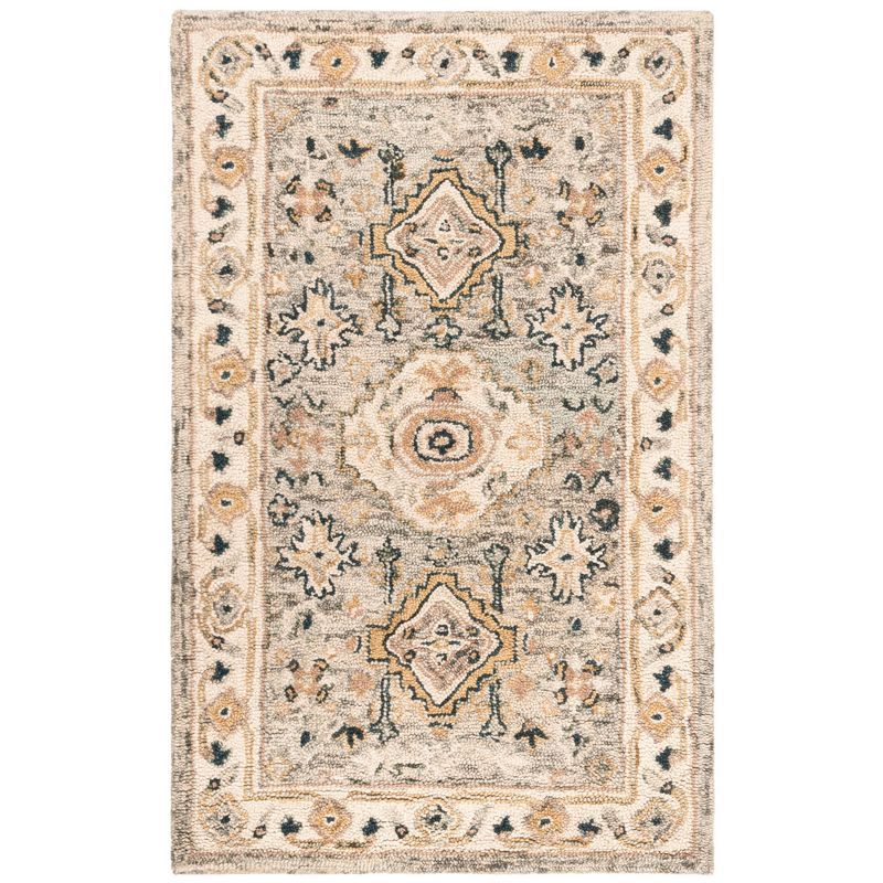 Ivory Floral Elegance Hand-Tufted Wool Area Rug 8' x 10'