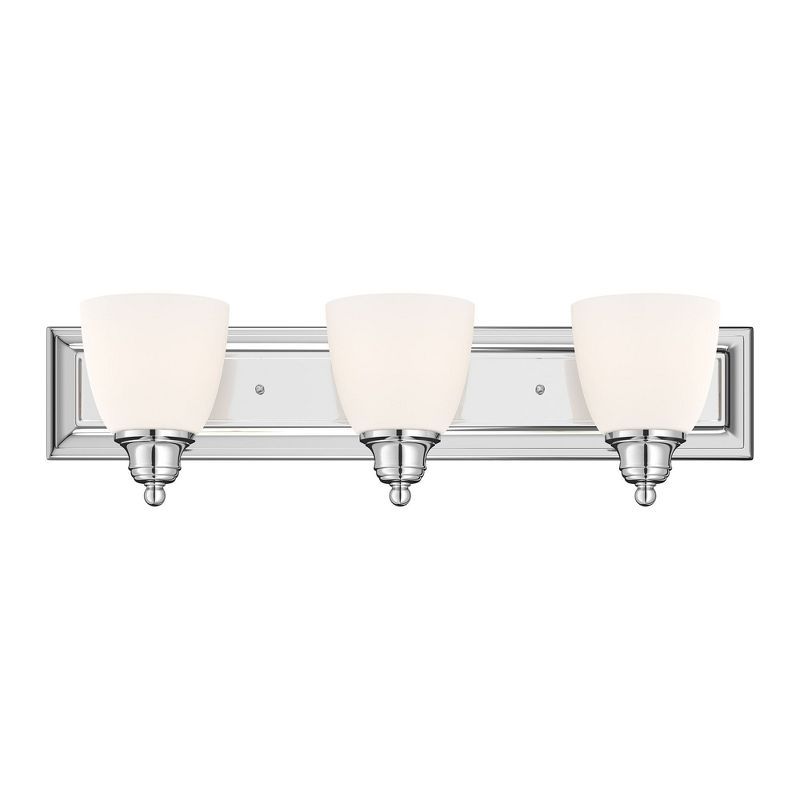 Springfield Polished Chrome 3-Light Vanity with Satin Opal White Glass
