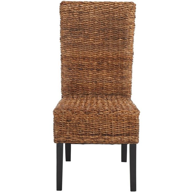 Natural Woven Rattan and Wood Side Chair Set