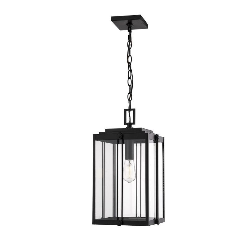 Powder Coat Black Glass Outdoor Hanging Lantern Pendant