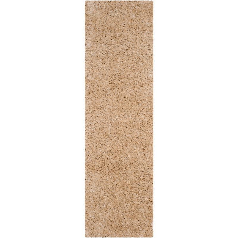 Light Beige Hand-Knotted Shag Area Rug 27" x 12"