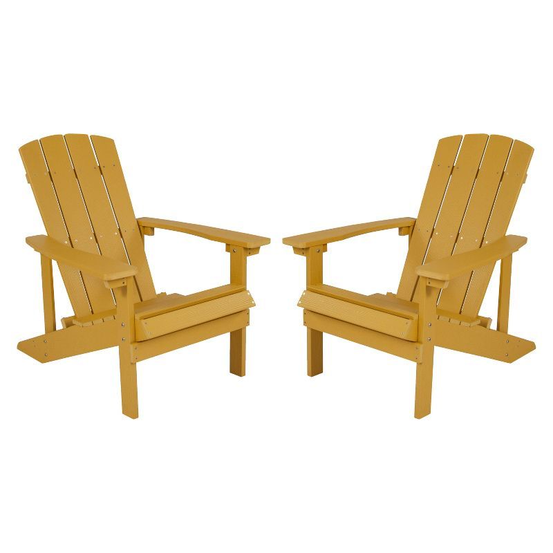 Yellow Faux Wood Adirondack Chair with Cushions